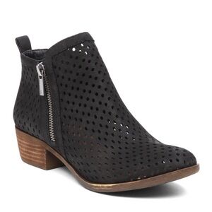 Lucky Brand Black Basel Perforated Leather Bootie, Size 8.5